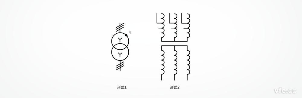 具有個(gè)抽頭的星形連接的三相變壓器，每個(gè)初級(jí)繞組除其端頭外還示出個(gè)可用的連接點(diǎn)