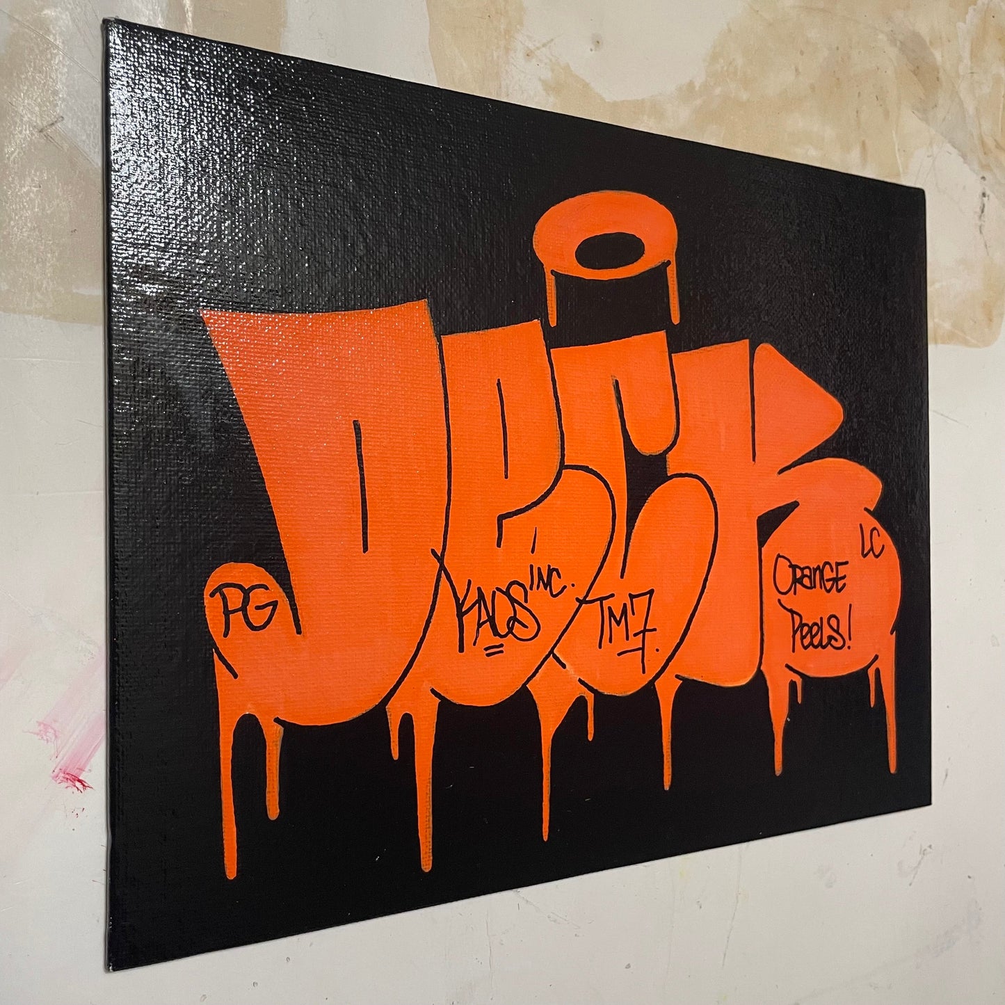 "Orange Peels" DECK Throwie 10" by 8" Canvas Panel