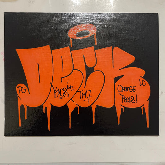 "Orange Peels" DECK Throwie 10" by 8" Canvas Panel